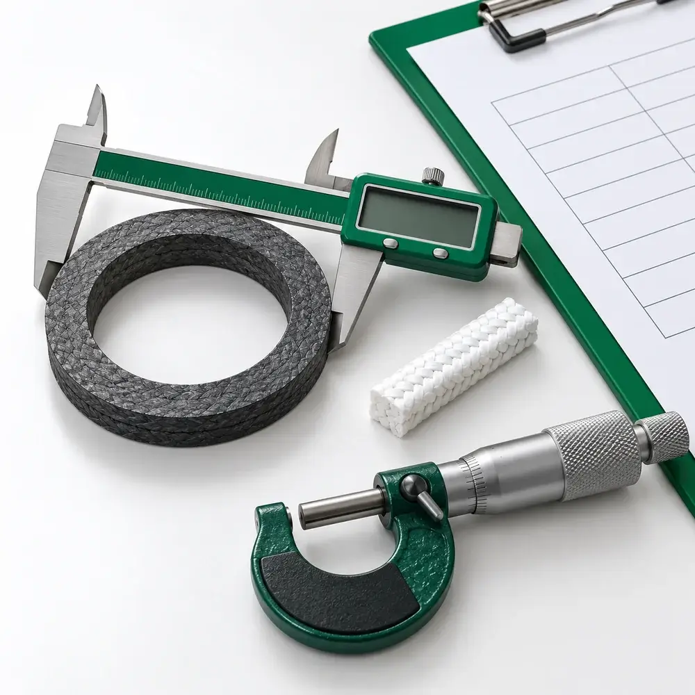 Illustration of dimensional inspection tools with a graphite sealing ring